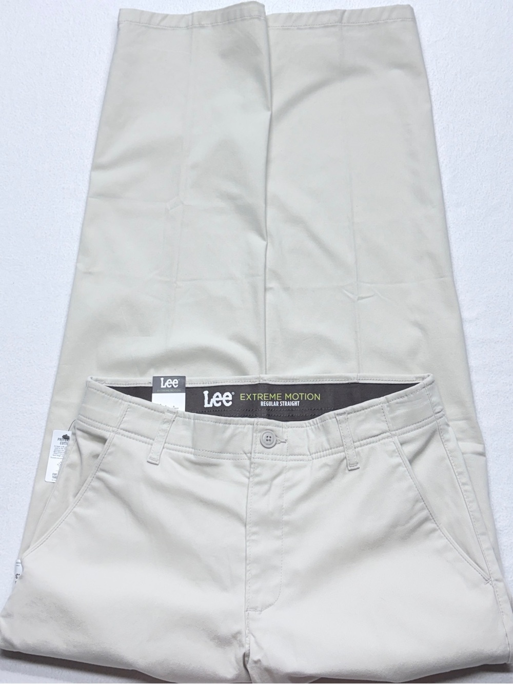 Lee Extreme Motion Pants Men’s 32x34 City Beige Regular Fit Straight Leg Stretch - Picture 2 of 13
